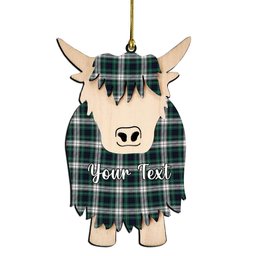 ScotsTee Shop Scottish Forbes Dress Modern Couple Tartan Highland Cow Ornament Acrylic