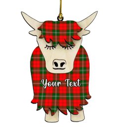 ScotsTee Shop Scottish Gartshore Couple Tartan Highland Cow Ornament Acrylic
