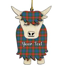 ScotsTee Shop Scottish Fraser of Lovat Ancient Couple Tartan Highland Cow Ornament Acrylic