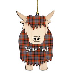 ScotsTee Shop Scottish Dalrymple of Castleton Ancient Couple Tartan Highland Cow Ornament Acrylic