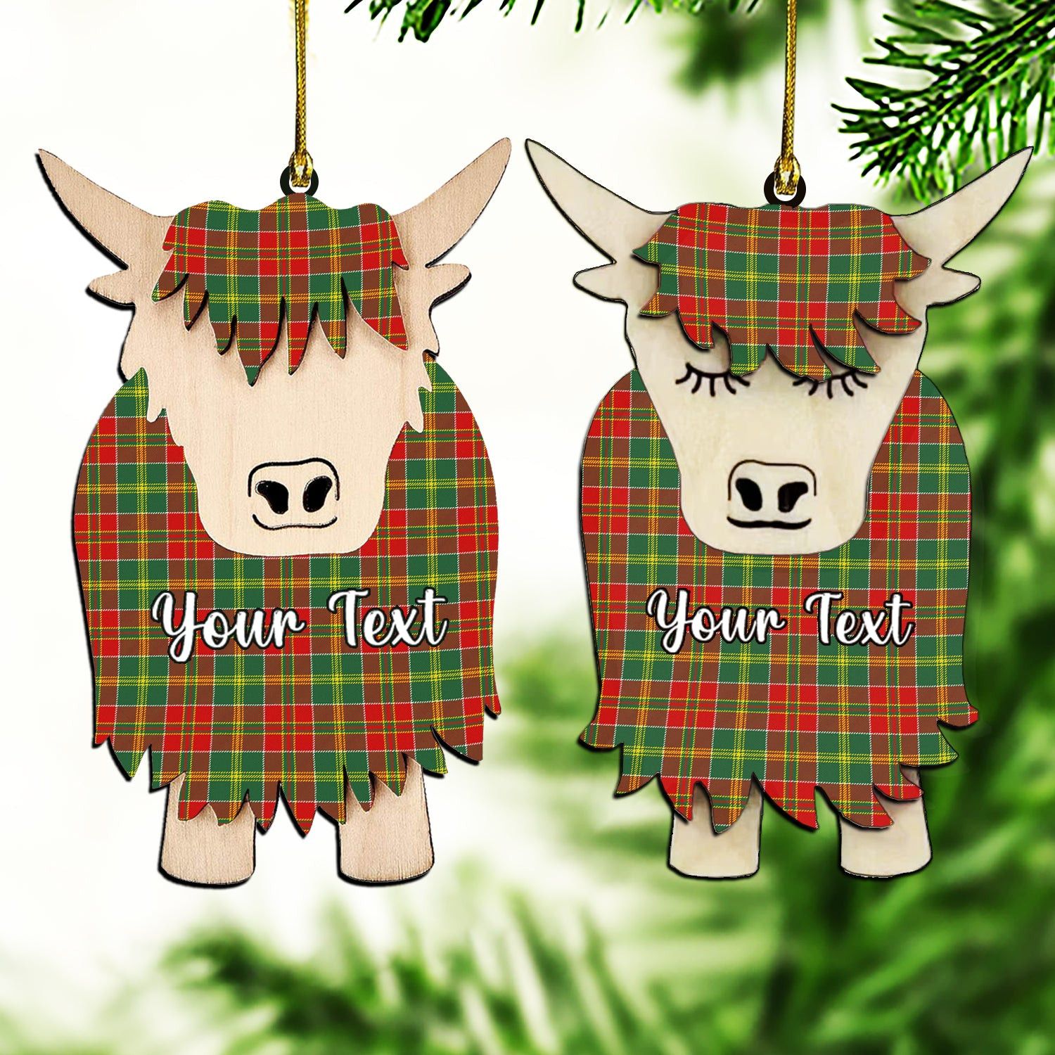 ScotsTee Shop Scottish Donald of Kingsburgh Modern Couple Tartan Highland Cow Ornament Acrylic