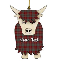 ScotsTee Shop Scottish Douglas Ancient Red Couple Tartan Highland Cow Ornament Acrylic