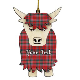 ScotsTee Shop Scottish Donald of Lochmaddy Modern Couple Tartan Highland Cow Ornament Acrylic