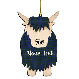 ScotsTee Shop Scottish Dalmeny Couple Tartan Highland Cow Ornament Acrylic