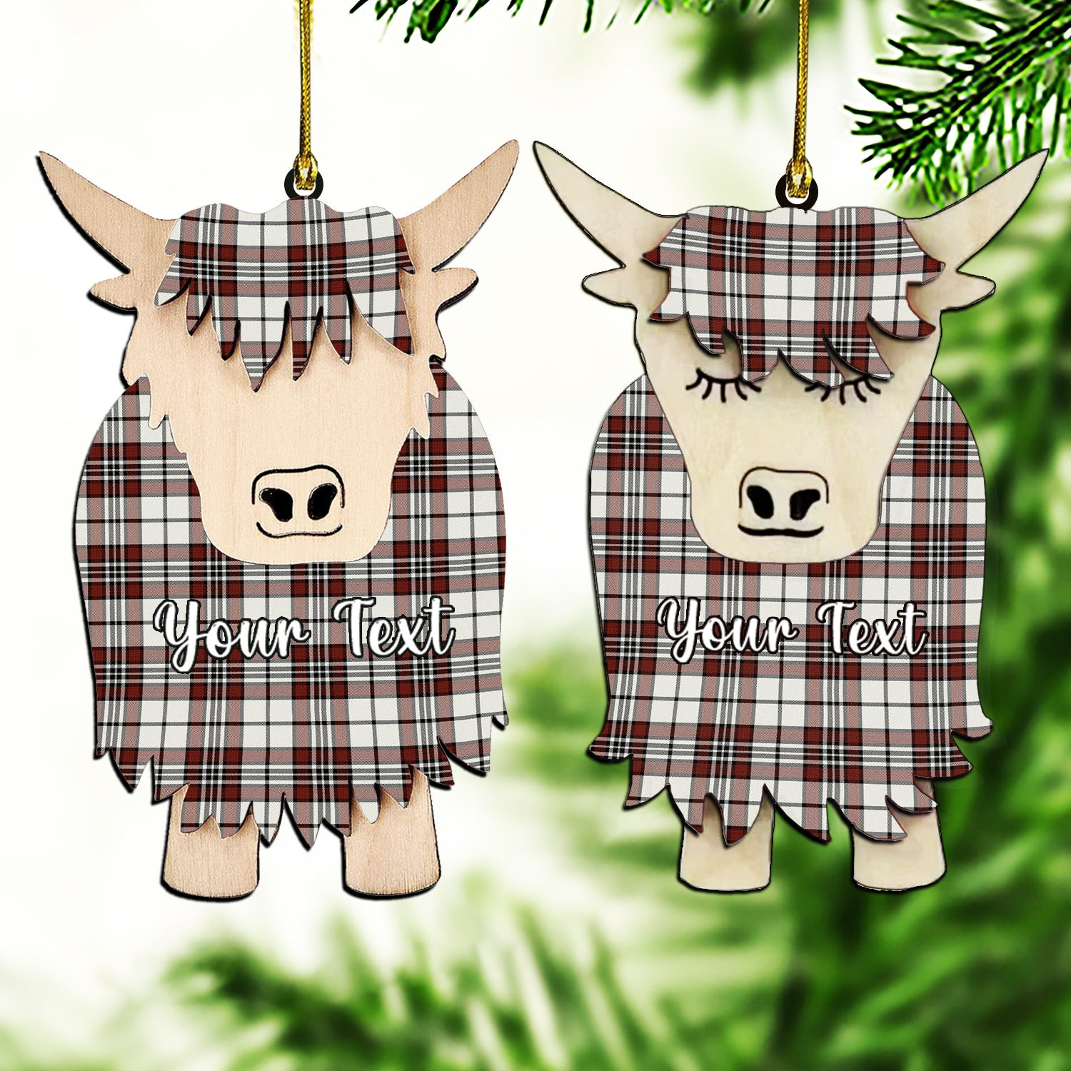 ScotsTee Shop Scottish Dunbar Plaid Ancient Couple Tartan Highland Cow Ornament Acrylic