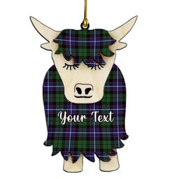ScotsTee Shop Scottish Galbraith Modern Couple Tartan Highland Cow Ornament Acrylic