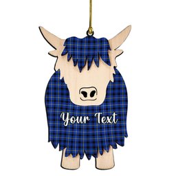 ScotsTee Shop Scottish Fleming Modern Couple Tartan Highland Cow Ornament Acrylic