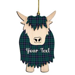 ScotsTee Shop Scottish Douglas Green Modern Couple Tartan Highland Cow Ornament Acrylic