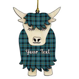 ScotsTee Shop Scottish Fleming Ancient Couple Tartan Highland Cow Ornament Acrylic
