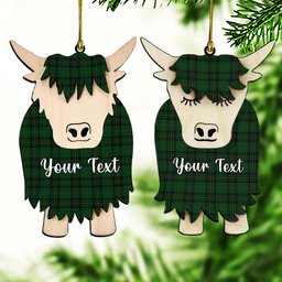 ScotsTee Shop Scottish Forbes 1842 Couple Tartan Highland Cow Ornament Acrylic