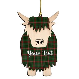 ScotsTee Shop Scottish Donegal County, Crest Range Couple Tartan Highland Cow Ornament Acrylic
