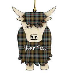 ScotsTee Shop Scottish Farquharson Weathered Couple Tartan Highland Cow Ornament Acrylic