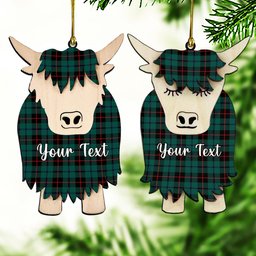 ScotsTee Shop Scottish Douglas Black Modern Couple Tartan Highland Cow Ornament Acrylic