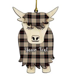 ScotsTee Shop Scottish Dunlop Hunting Ancient Couple Tartan Highland Cow Ornament Acrylic