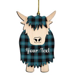 ScotsTee Shop Scottish Dunlop Ancient Couple Tartan Highland Cow Ornament Acrylic