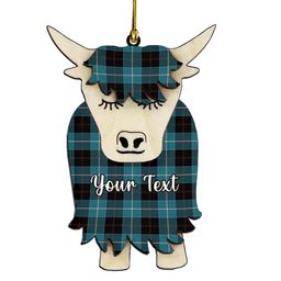 ScotsTee Shop Scottish Dunlop Ancient Couple Tartan Highland Cow Ornament Acrylic