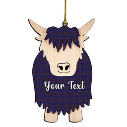 ScotsTee Shop Scottish Elliot Couple Tartan Highland Cow Ornament Acrylic