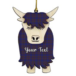 ScotsTee Shop Scottish Elliot Couple Tartan Highland Cow Ornament Acrylic