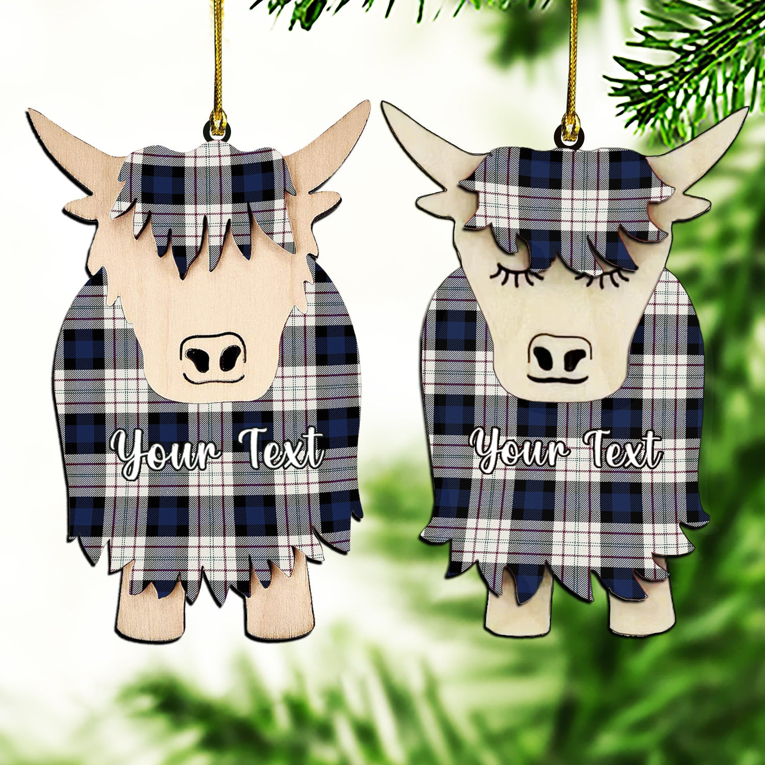 ScotsTee Shop Scottish Ferguson Dress Couple Tartan Highland Cow Ornament Acrylic