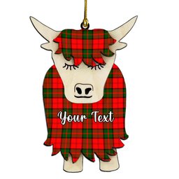 ScotsTee Shop Scottish Dunbar Modern Couple Tartan Highland Cow Ornament Acrylic