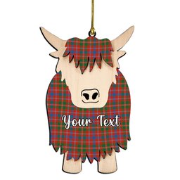 ScotsTee Shop Scottish Donald of Glenaladale Ancient Couple Tartan Highland Cow Ornament Acrylic