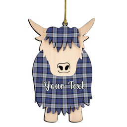 ScotsTee Shop Scottish Gillies Dress Blue Couple Tartan Highland Cow Ornament Acrylic
