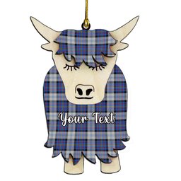 ScotsTee Shop Scottish Gillies Dress Blue Couple Tartan Highland Cow Ornament Acrylic