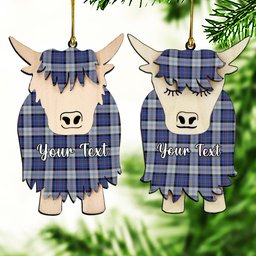 ScotsTee Shop Scottish Gillies Dress Blue Couple Tartan Highland Cow Ornament Acrylic