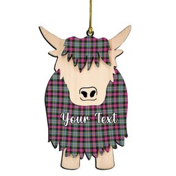 ScotsTee Shop Scottish Dundee Pink Variation Modern Clan Couple Tartan Highland Cow Ornament Acrylic