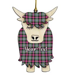 ScotsTee Shop Scottish Dundee Pink Variation Modern Clan Couple Tartan Highland Cow Ornament Acrylic