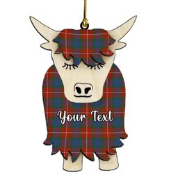 ScotsTee Shop Scottish Fraser Ancient Couple Tartan Highland Cow Ornament Acrylic