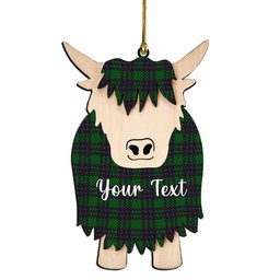 ScotsTee Shop Scottish Elphinstone Hunting Couple Tartan Highland Cow Ornament Acrylic