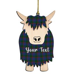 ScotsTee Shop Scottish Ferguson 1819 Couple Tartan Highland Cow Ornament Acrylic
