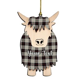 ScotsTee Shop Scottish Dunlop Hunting Modern Couple Tartan Highland Cow Ornament Acrylic