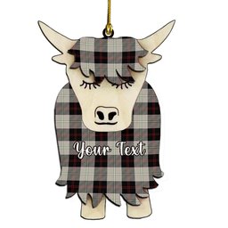 ScotsTee Shop Scottish Dunlop Hunting Modern Couple Tartan Highland Cow Ornament Acrylic