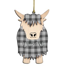 ScotsTee Shop Scottish Douglas Grey Modern Couple Tartan Highland Cow Ornament Acrylic