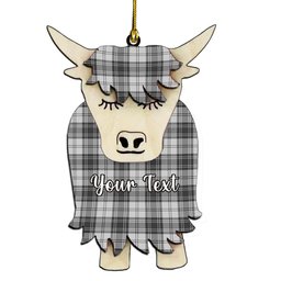 ScotsTee Shop Scottish Douglas Grey Modern Couple Tartan Highland Cow Ornament Acrylic