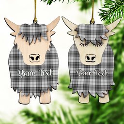 ScotsTee Shop Scottish Douglas Grey Modern Couple Tartan Highland Cow Ornament Acrylic