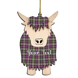 ScotsTee Shop Scottish Dundee Pink Variation Ancient Clan Couple Tartan Highland Cow Ornament Acrylic