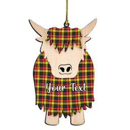 ScotsTee Shop Scottish Dewar Couple Tartan Highland Cow Ornament Acrylic