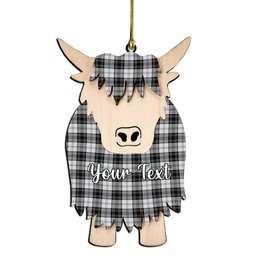ScotsTee Shop Scottish Douglas Grey Ancient Couple Tartan Highland Cow Ornament Acrylic