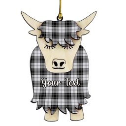 ScotsTee Shop Scottish Douglas Grey Ancient Couple Tartan Highland Cow Ornament Acrylic