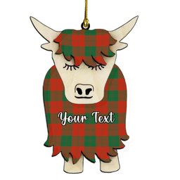 ScotsTee Shop Scottish Erskine Ancient Couple Tartan Highland Cow Ornament Acrylic