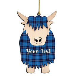 ScotsTee Shop Scottish Douglas Variation Couple Tartan Highland Cow Ornament Acrylic