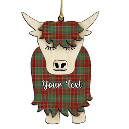 ScotsTee Shop Scottish Donald of Kingsburgh Couple Tartan Highland Cow Ornament Acrylic