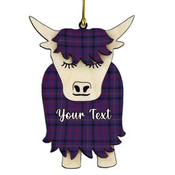 ScotsTee Shop Scottish Dundonald Couple Tartan Highland Cow Ornament Acrylic