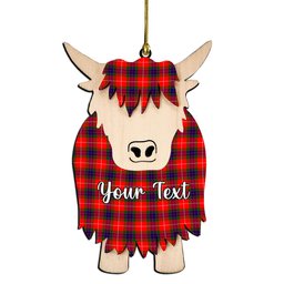 ScotsTee Shop Scottish Fraser Modern SC Couple Tartan Highland Cow Ornament Acrylic