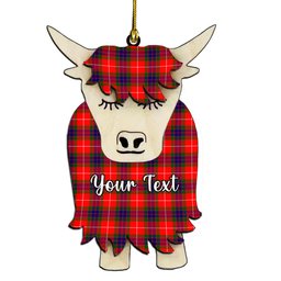 ScotsTee Shop Scottish Fraser Modern SC Couple Tartan Highland Cow Ornament Acrylic