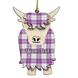 ScotsTee Shop Scottish Dunlop Dress Ancient Couple Tartan Highland Cow Ornament Acrylic