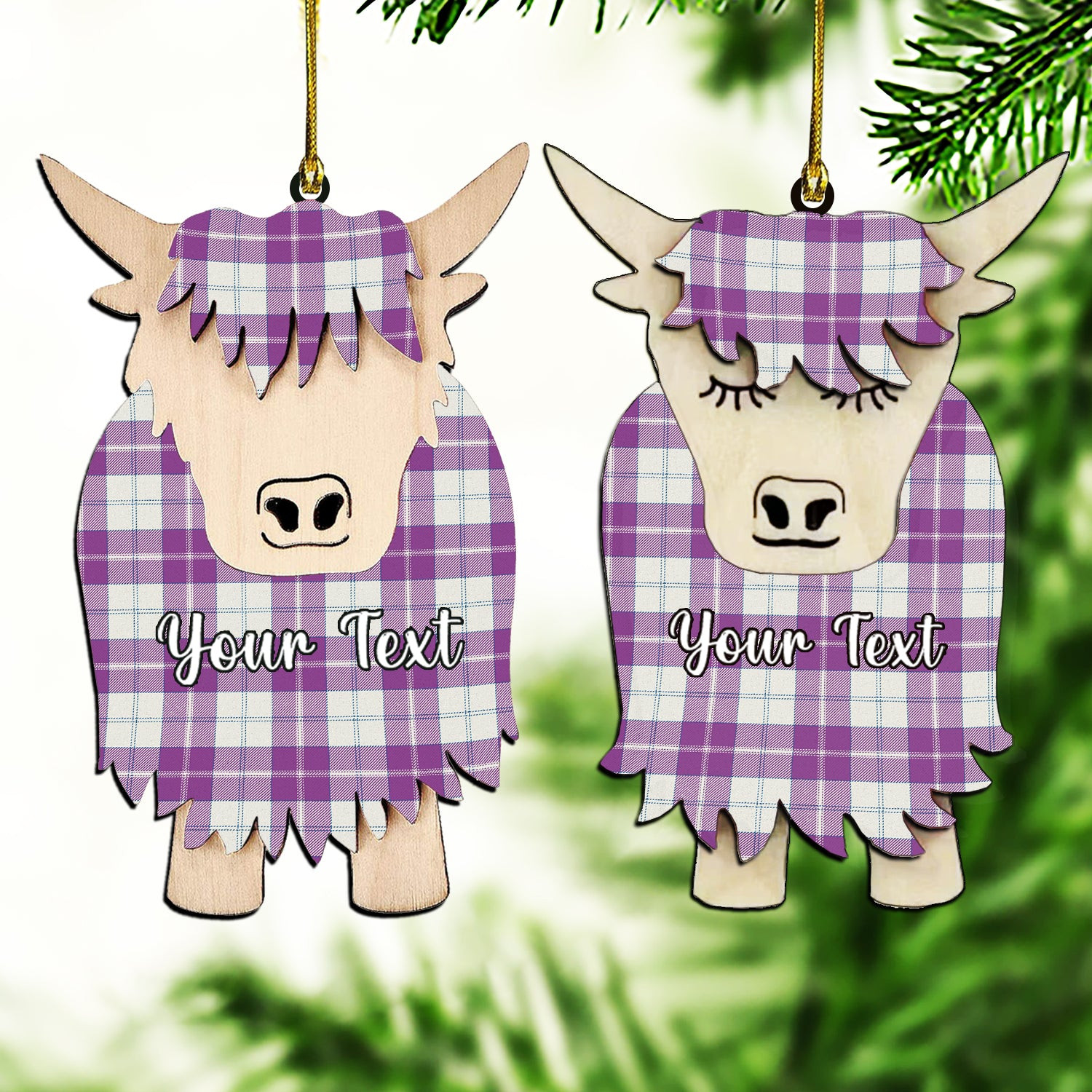 ScotsTee Shop Scottish Dunlop Dress Ancient Couple Tartan Highland Cow Ornament Acrylic